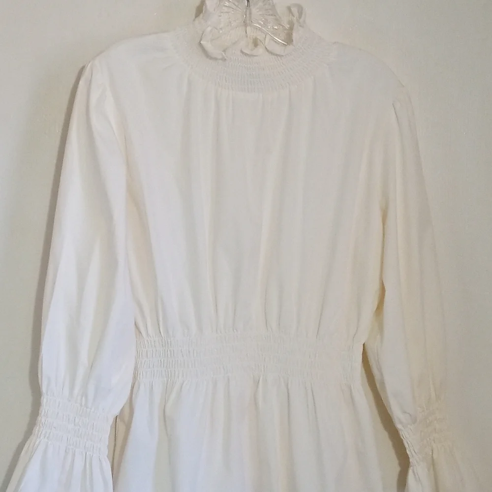 Belle Sky off white Cotton smocked long sleeve top women's size small - Picture 6 of 7